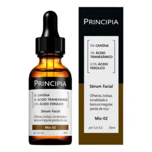 Sérum Facial Mix 02 5% Cafeína + 3% Tranexâmico + Ferúlico Skincare Anti Olheiras e Manchas com 30ml Principia